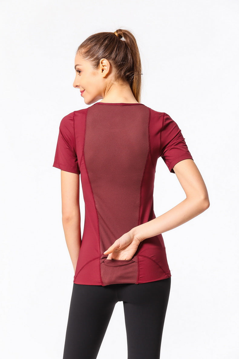 Slim Fit Mesh Back Panel Short Sleeve Tee