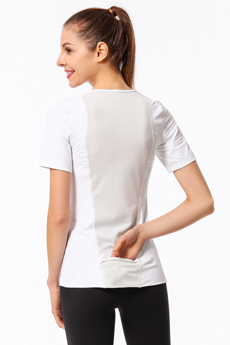 Slim Fit Mesh Back Panel Short Sleeve Tee