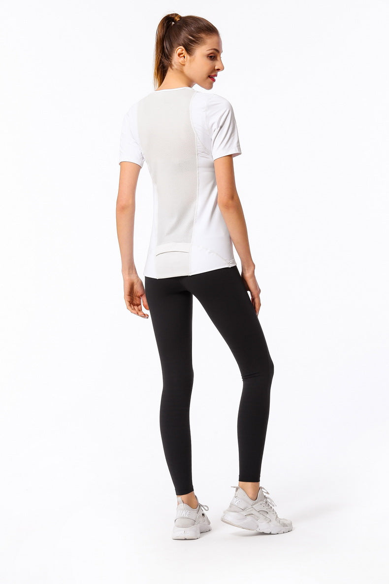 Slim Fit Mesh Back Panel Short Sleeve Tee