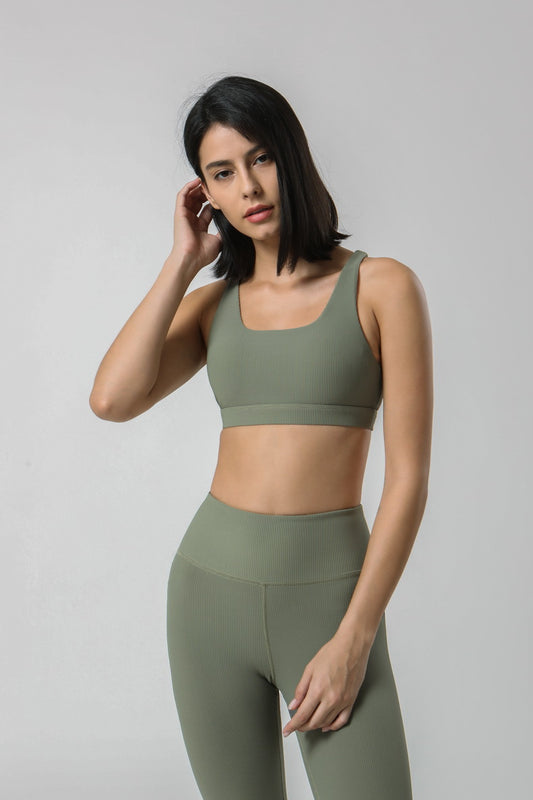 Square Neck V-Shape Racerback Sports Bra