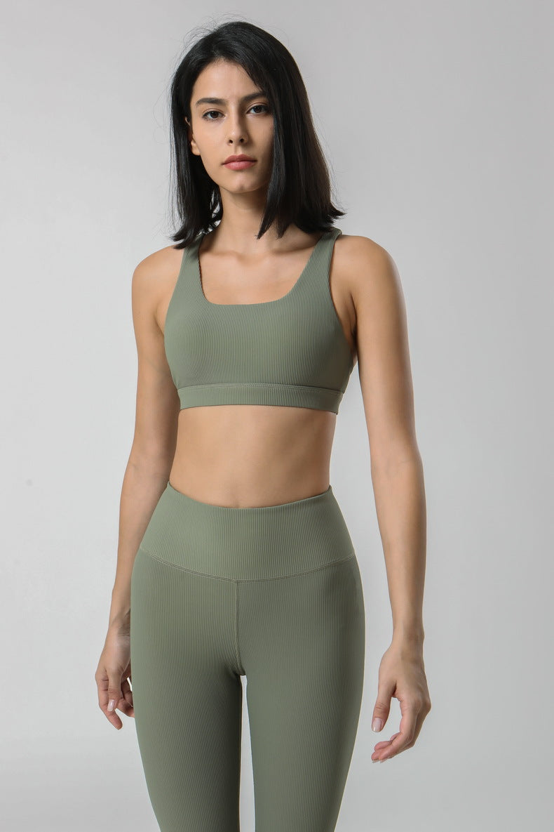 Square Neck V-Shape Racerback Sports Bra