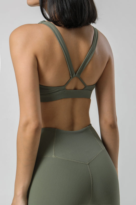 Square Neck V-Shape Racerback Sports Bra