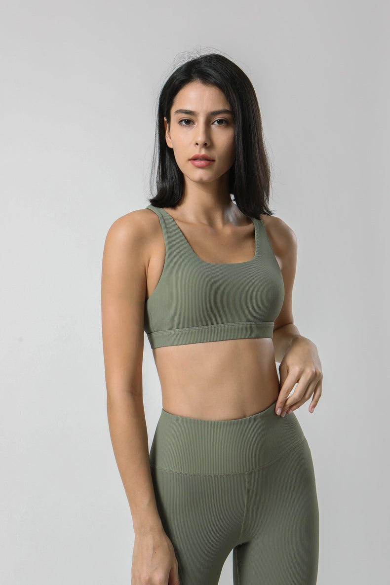 Square Neck V-Shape Racerback Sports Bra