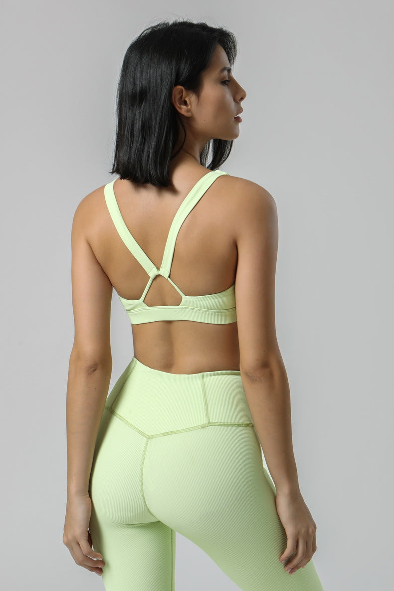 Square Neck V-Shape Racerback Sports Bra