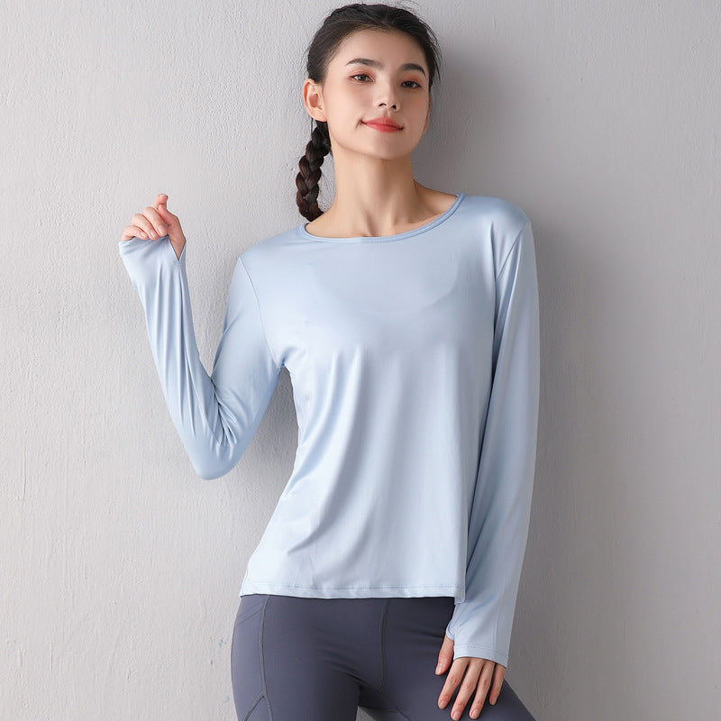 Long Sleeve Tee Shirt with Criss Cross Flap Back