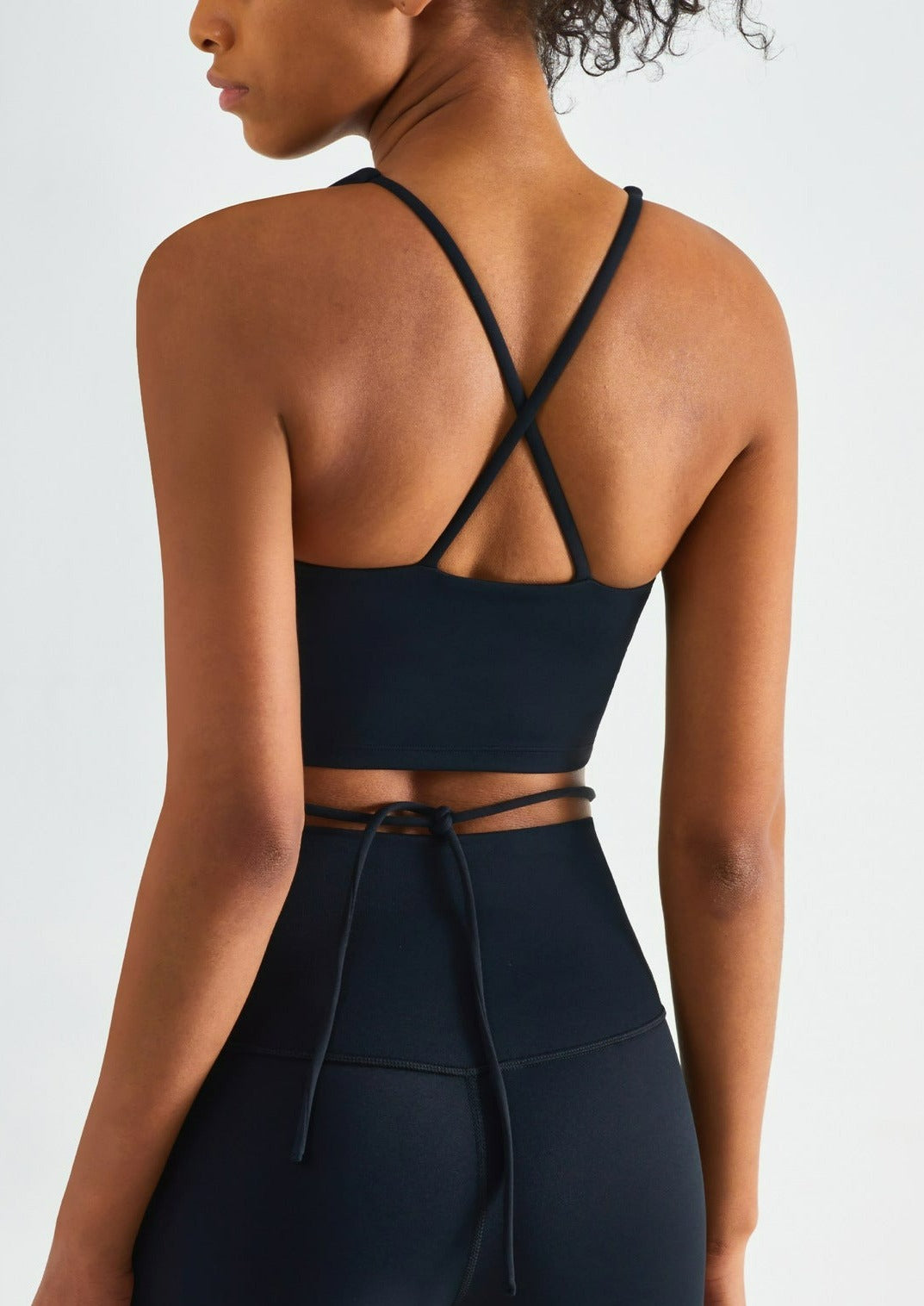 Scoop Neck Wrap Waist Crossover Tying Sports Bra Tank