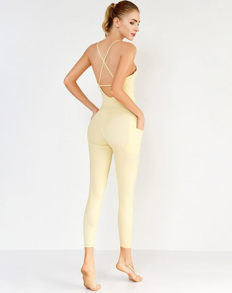 Crisscross Back Halter Jumpsuit