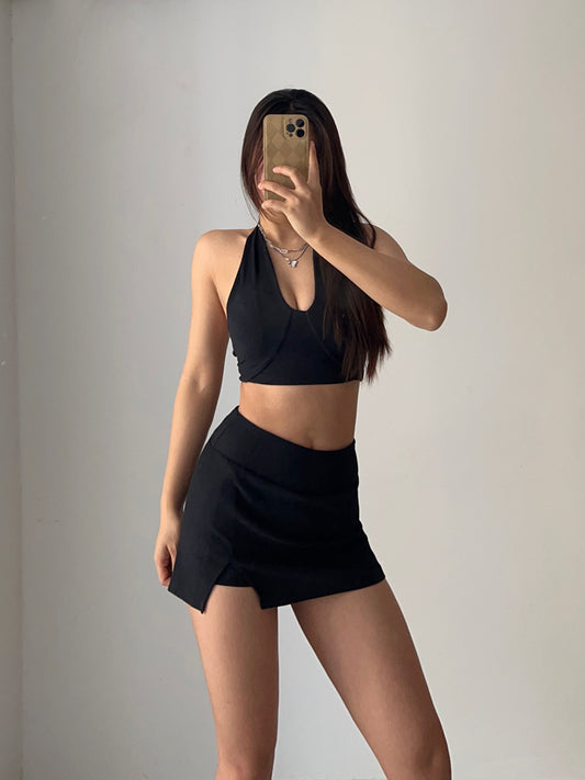 Mini Ribbed Tennis Skort with Side Slit