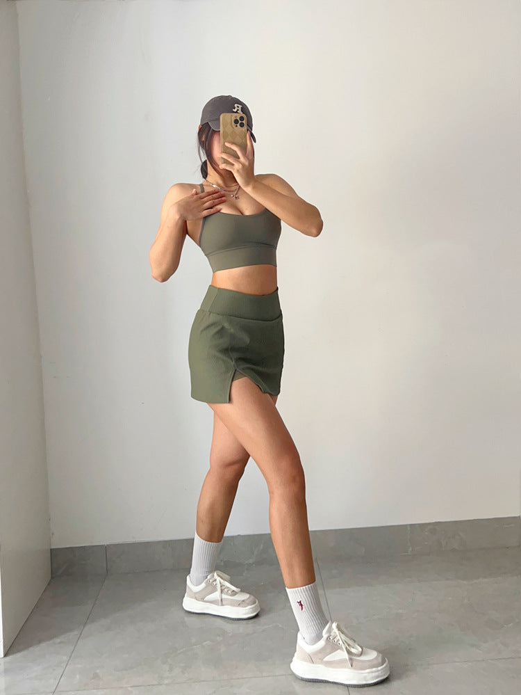 Mini Ribbed Tennis Skort with Side Slit