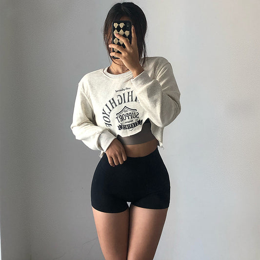 Asymmetrical Raw Hem Long Sleeved Casual Top