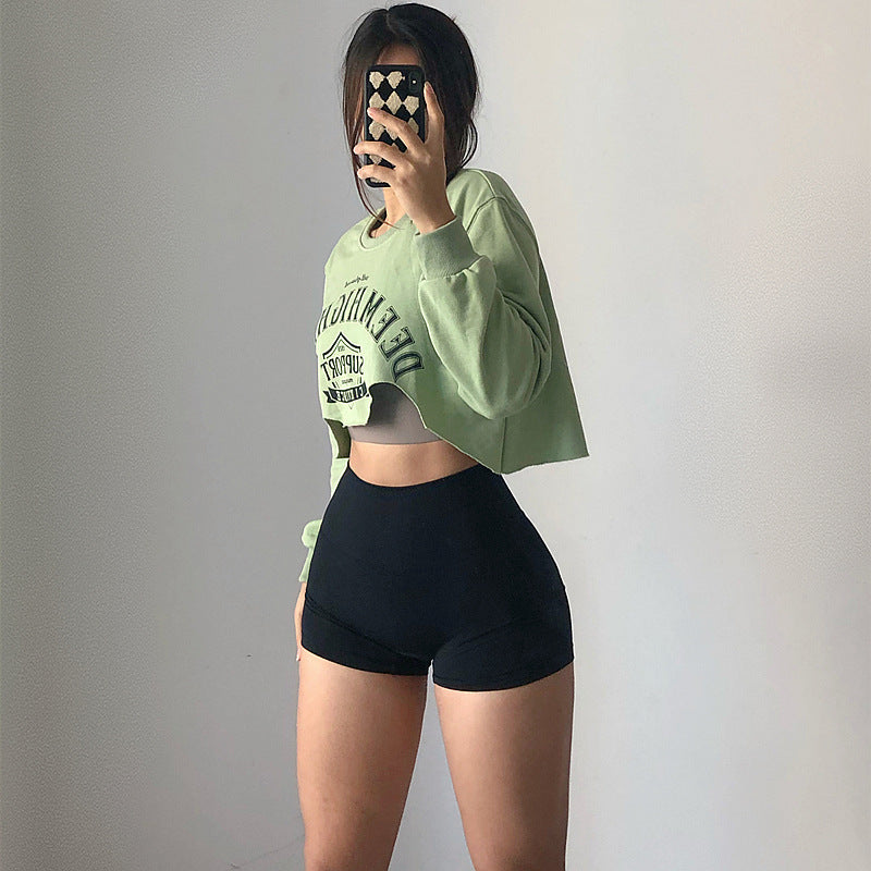 Asymmetrical Raw Hem Long Sleeved Casual Top