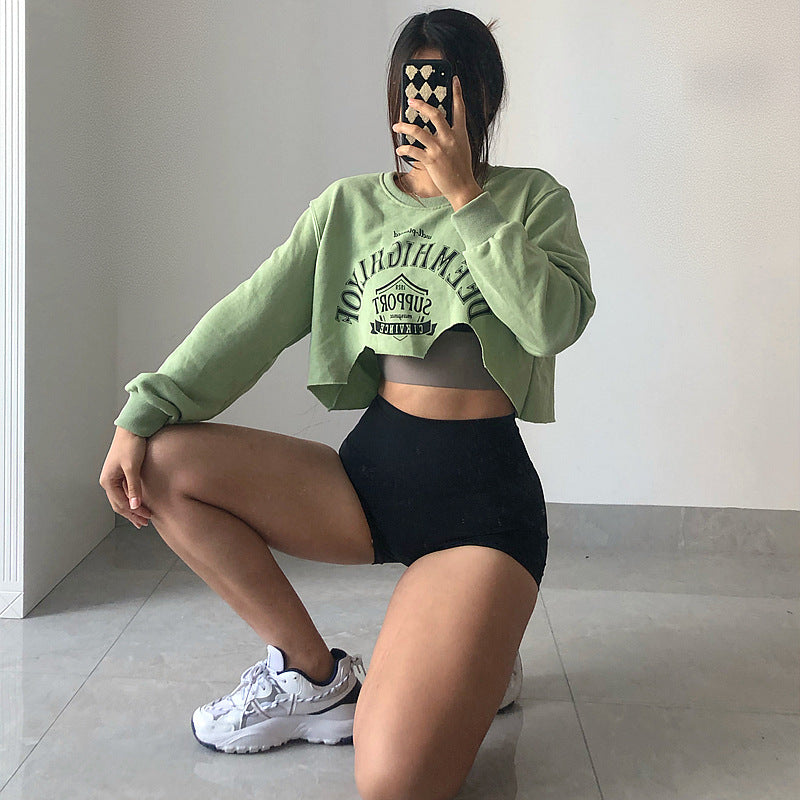 Asymmetrical Raw Hem Long Sleeved Casual Top