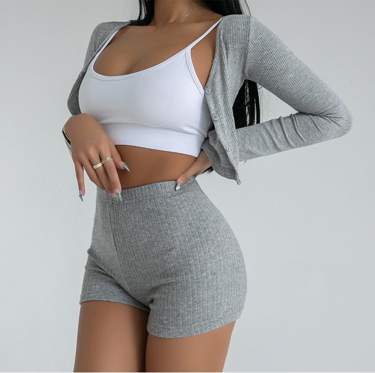 Ribbed High Rise Soft Shorts