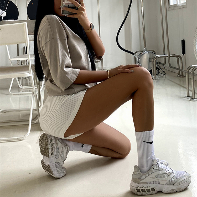 Ribbed High Rise Soft Shorts