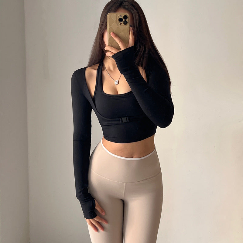 Slim Fit Long Sleeve Active Top with Clasp