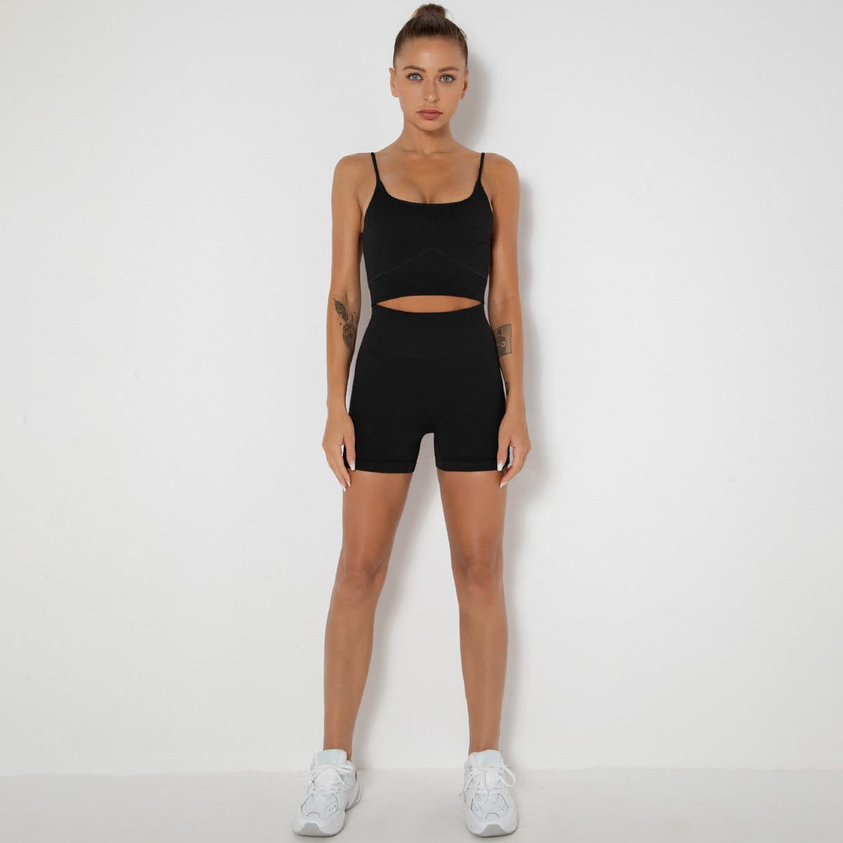 Sculpting Ribbed Active Tank & Biker Shorts Set