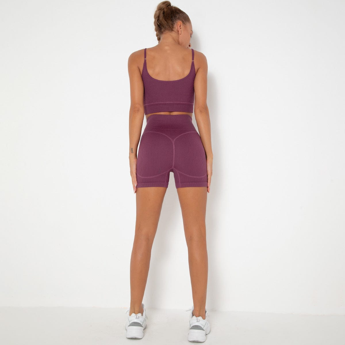 Sculpting Ribbed Active Tank & Biker Shorts Set