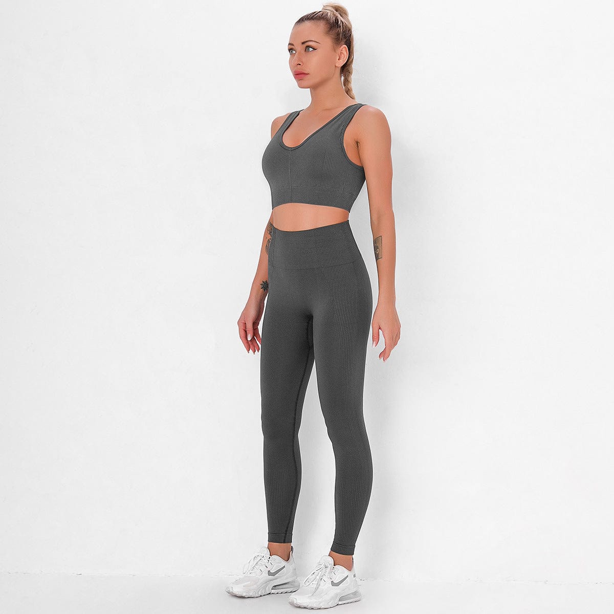 Ribbed Cropped Tank & Leggings Two Piece Set