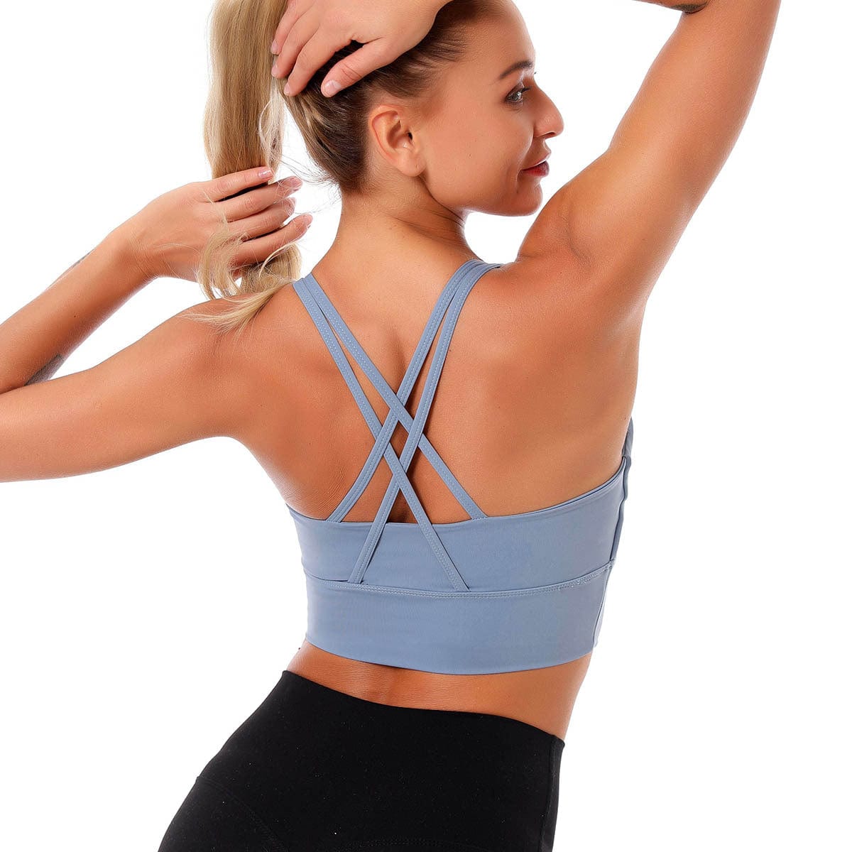 Double Crossover Racerback Sports Bra