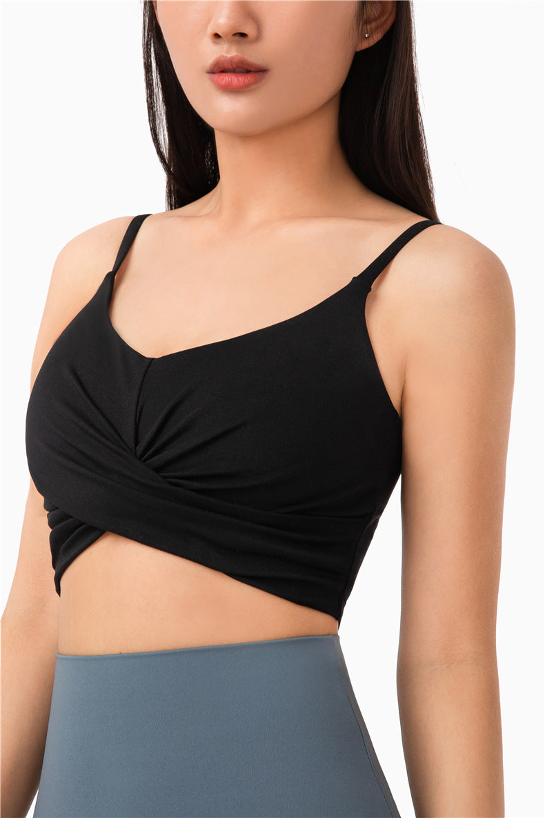 Ruched Twist Front Sports Bra
