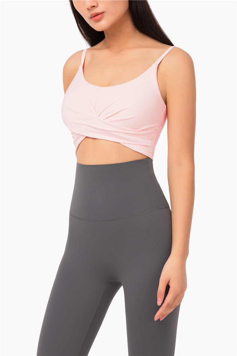 Ruched Twist Front Sports Bra