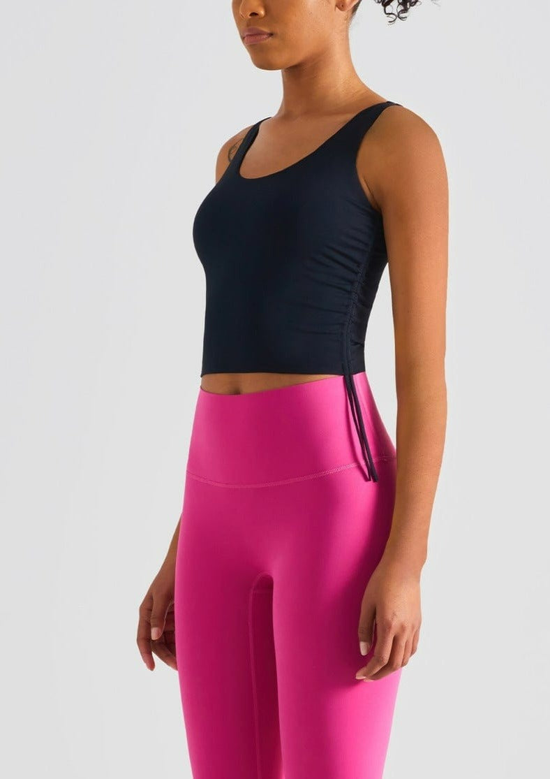 Scoop Neck Ruched Side Buttery Soft Sports Bra Tank