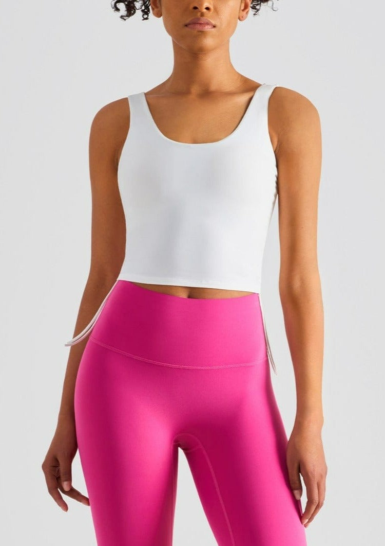 Scoop Neck Ruched Side Buttery Soft Sports Bra Tank