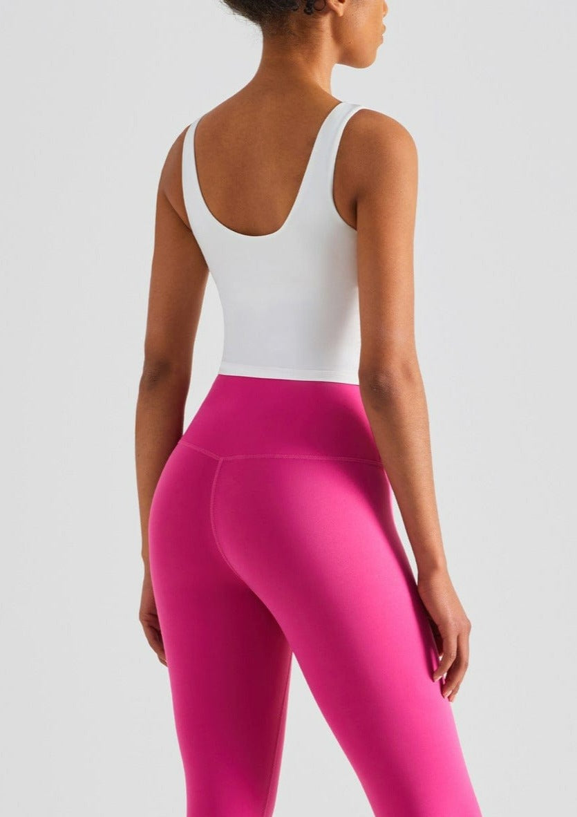 Scoop Neck Ruched Side Buttery Soft Sports Bra Tank