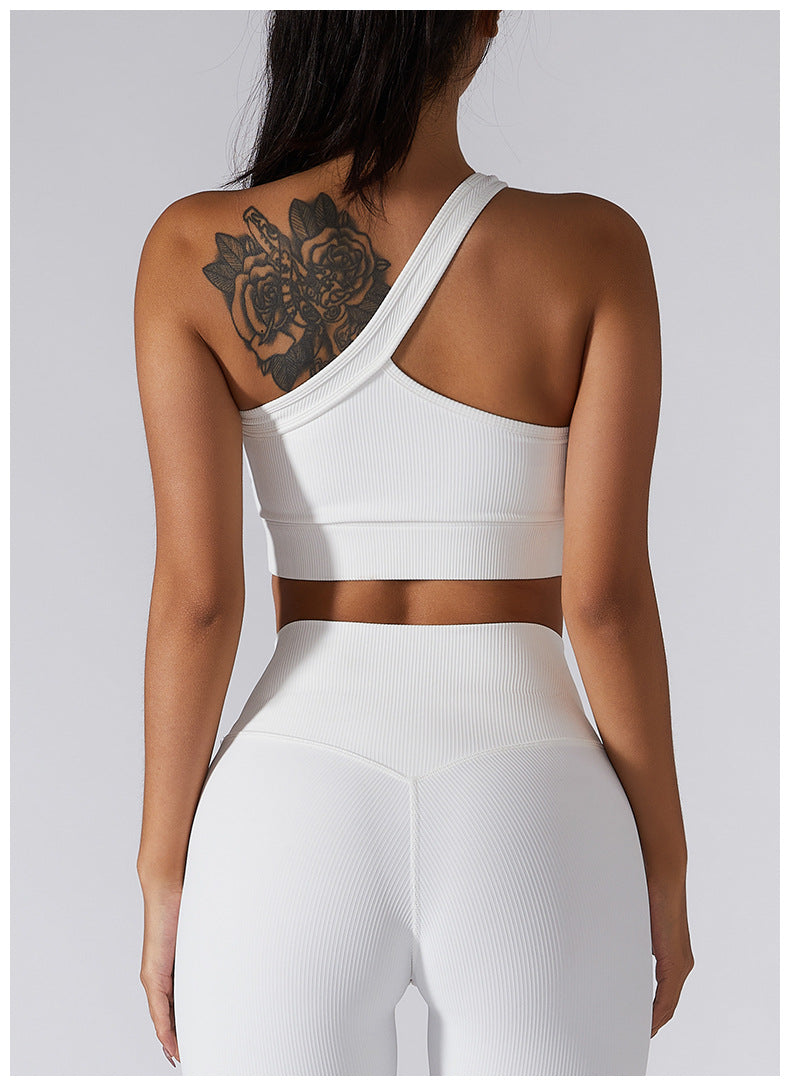 Ribbed Asymmetrical One Shoulder Sports Bra