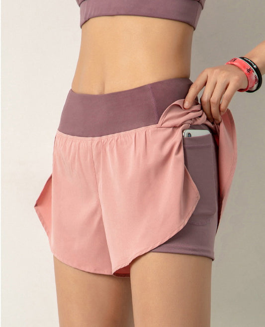 Two Toned Waistband Active Shorts