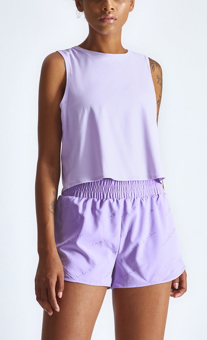 High Neck Cropped Boxy Lightweight Tank