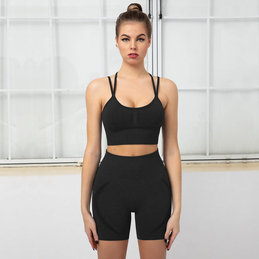 Sculpting Double Straps Top & Shorts Two Piece Set