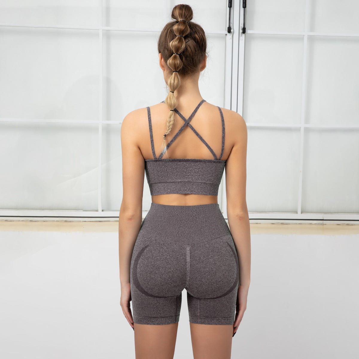 Sculpting Double Straps Top & Shorts Two Piece Set
