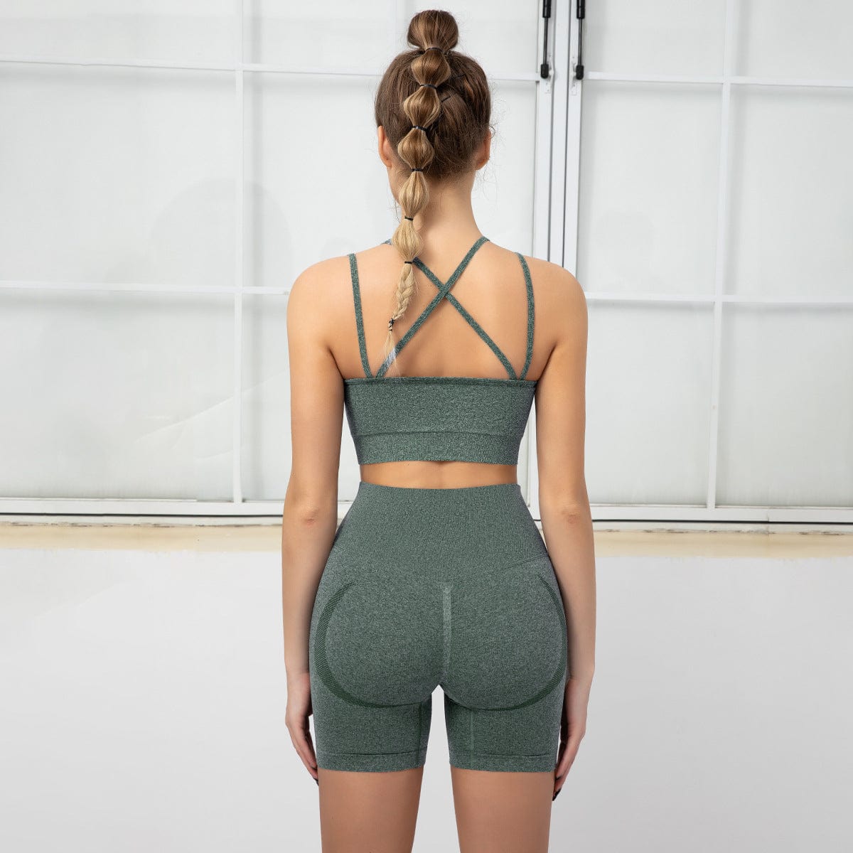 Sculpting Double Straps Top & Shorts Two Piece Set