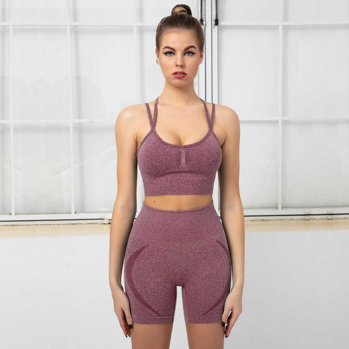 Sculpting Double Straps Top & Shorts Two Piece Set