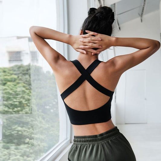 Scoop Neck Back Cross Sports Bra Tank