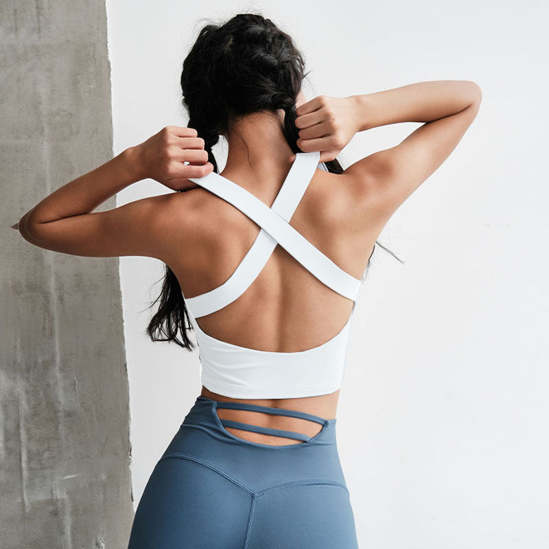 Scoop Neck Back Cross Sports Bra Tank