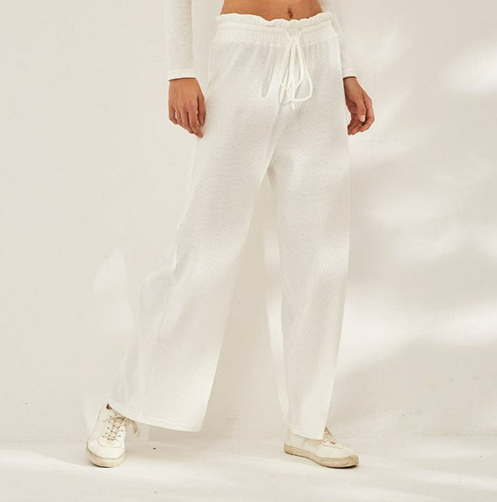 Relaxed Wide Leg Pants w/ Drawstring