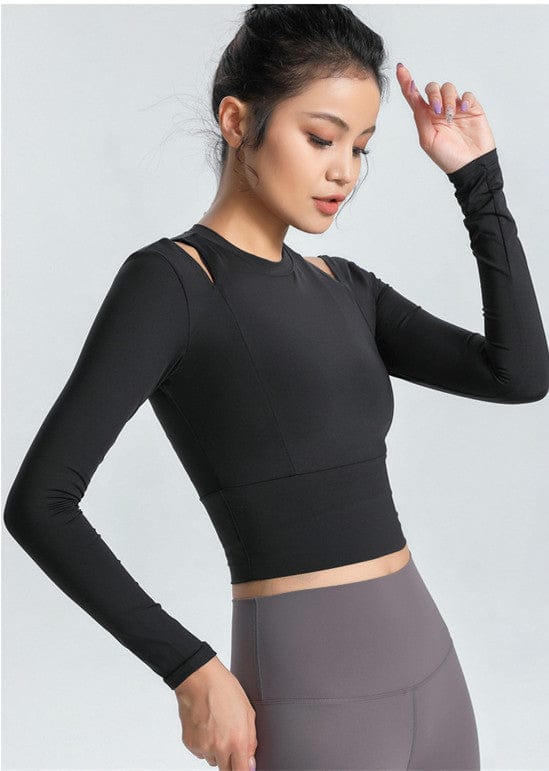 Long Sleeve Shoulder Cutout Top