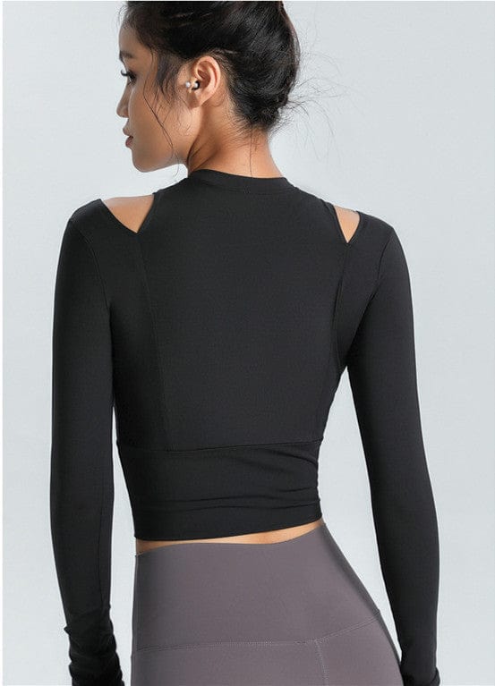 Long Sleeve Shoulder Cutout Top