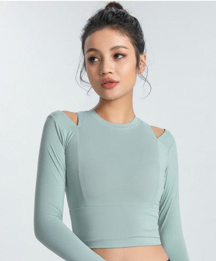 Long Sleeve Shoulder Cutout Top