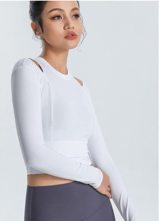 Long Sleeve Shoulder Cutout Top