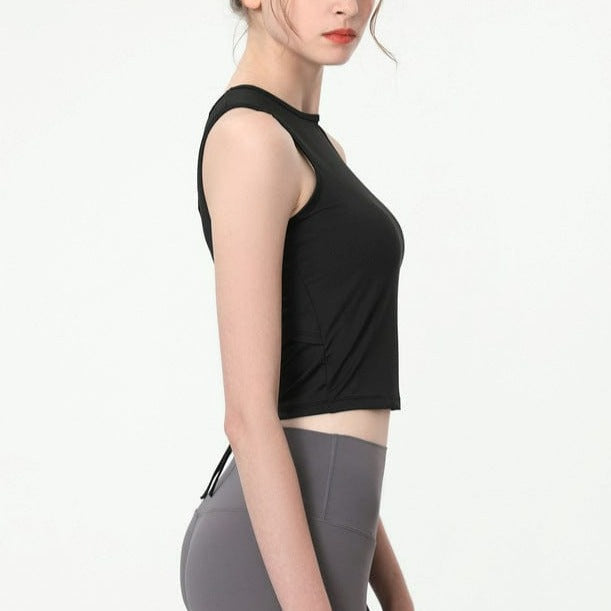 Open Back with Tie String Cropped Active Top