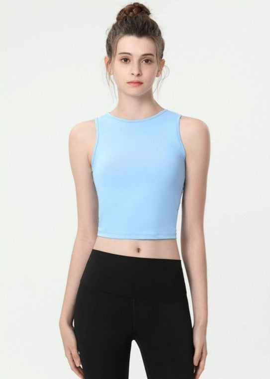Open Back with Tie String Cropped Active Top