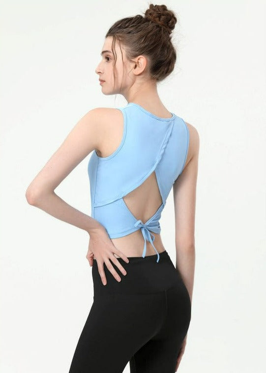 Open Back with Tie String Cropped Active Top