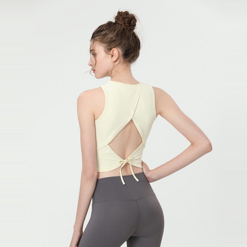 Open Back with Tie String Cropped Active Top