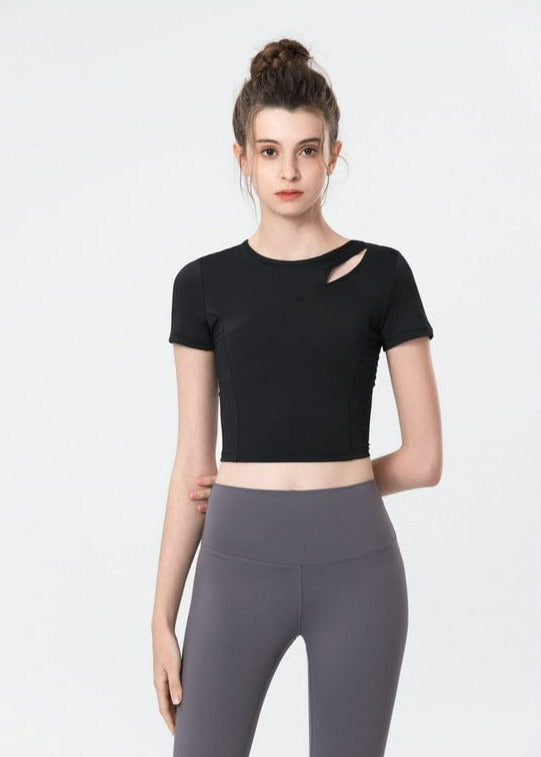Shoulder Slit Cropped Active Top