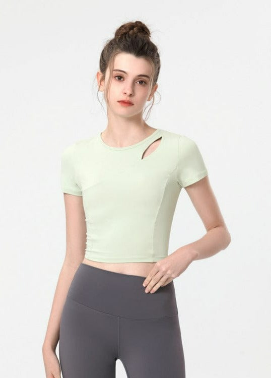 Shoulder Slit Cropped Active Top
