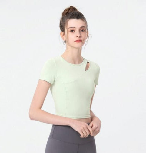 Shoulder Slit Cropped Active Top