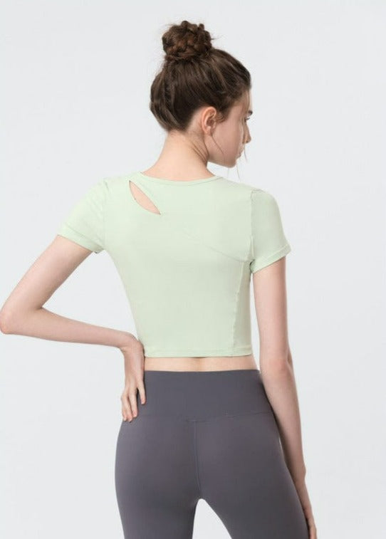 Shoulder Slit Cropped Active Top